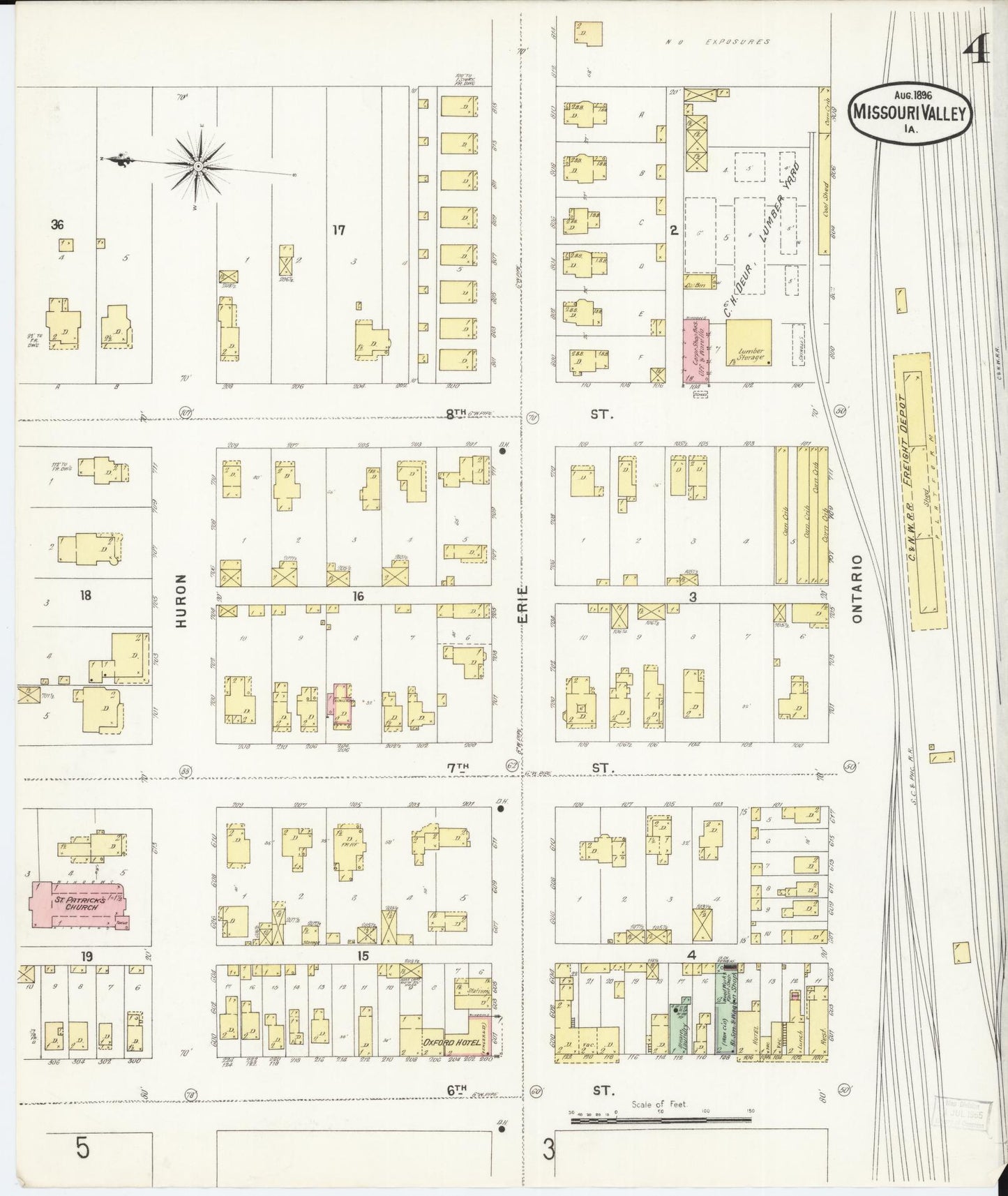 Sanborn Fire Insurance Map from Missouri Valley, Harrison County, Iowa (1896), Sheet #0004 - Complete Map Set gallery image, historic Sanborn map, vintage wall art, Missouri Missouri