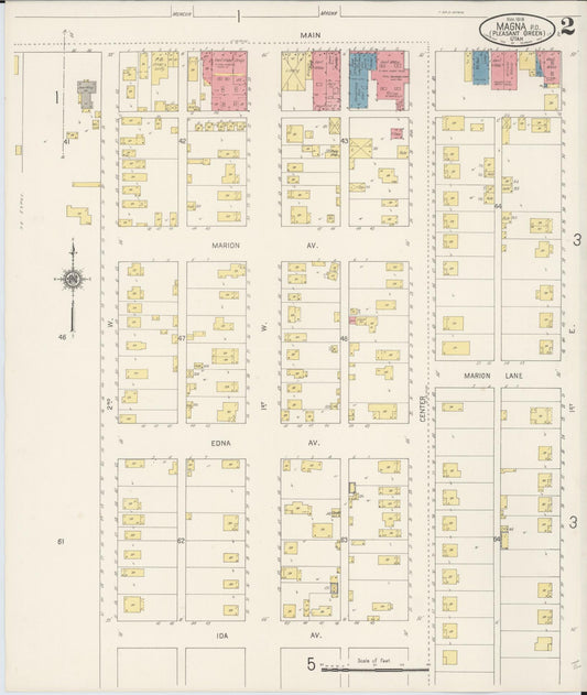 Sanborn Fire Insurance Map from Magna, Salt Lake County, Utah (1916), Sheet #0002 - Historic Sanborn Fire Insurance Map Print, vintage old map wall art, antique decor, genealogy gift, Utah Utah map