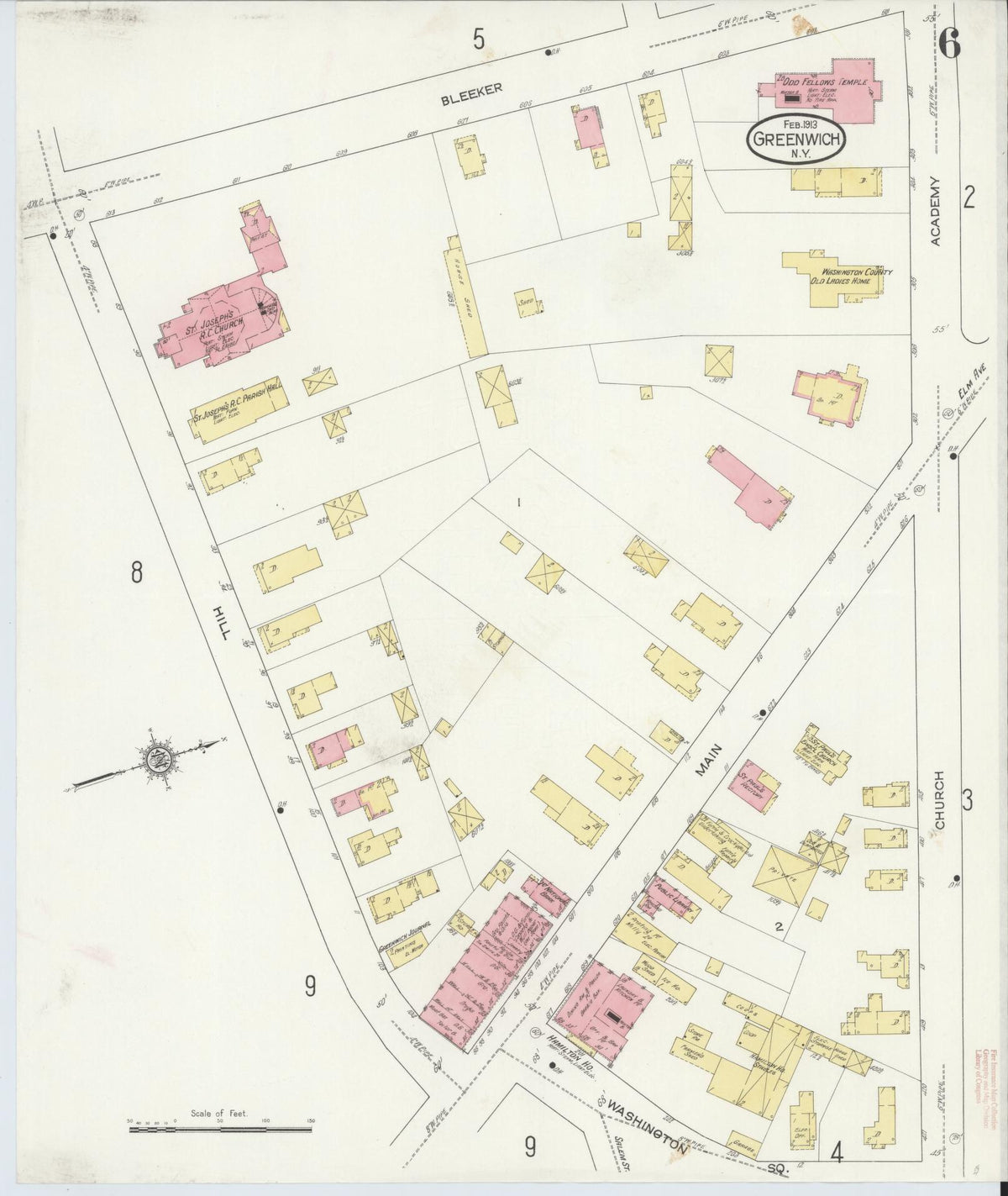 Sanborn Fire Insurance Map from Greenwich, Washington County, New York (1913), Sheet #0006 - Complete Map Set gallery image, historic Sanborn map, vintage wall art, New York New York