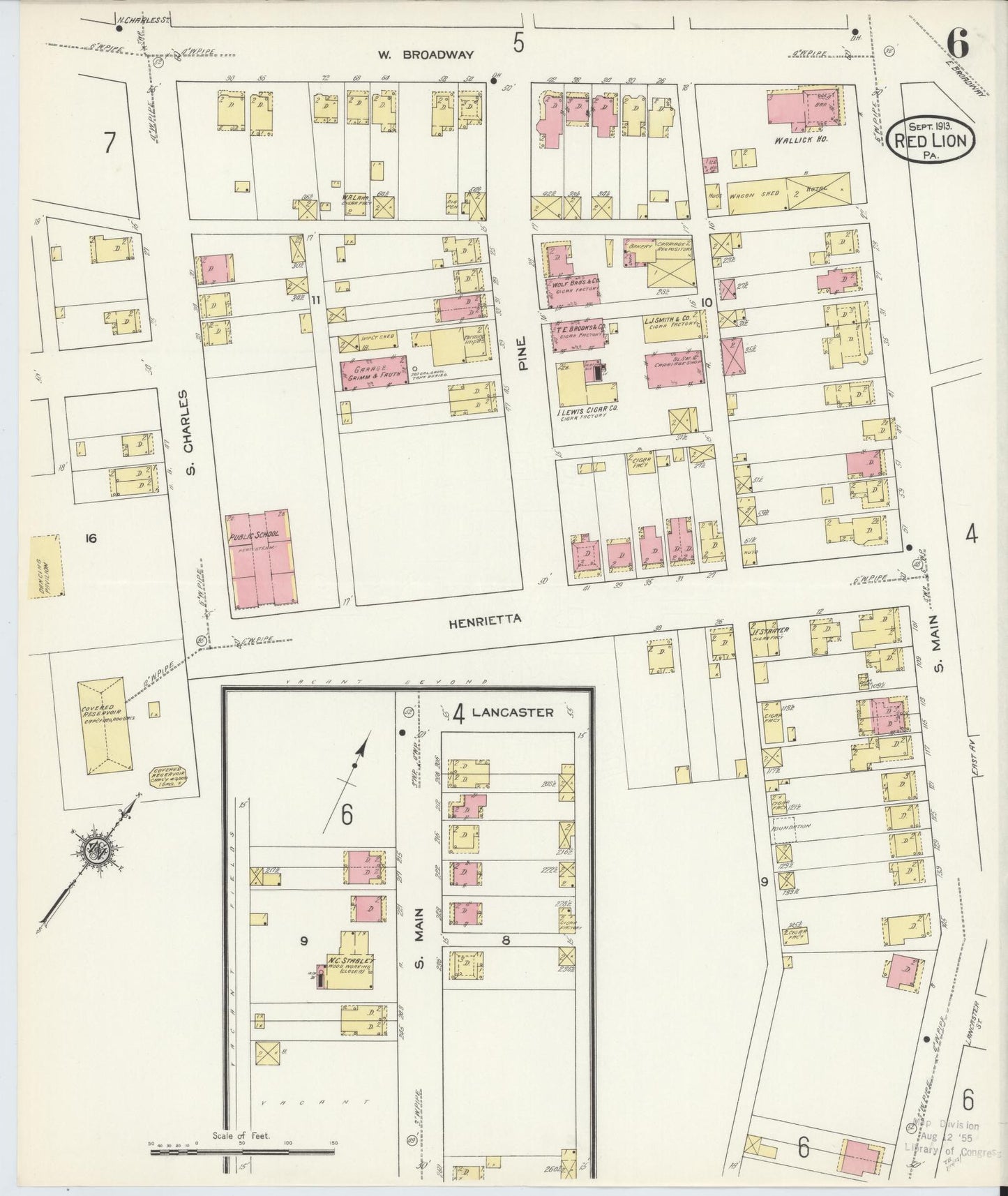 Sanborn Fire Insurance Map from Red Lion, York County, Pennsylvania (1913), Sheet #0006 - Complete Map Set gallery image, historic Sanborn map, vintage wall art, Pennsylvania Pennsylvania