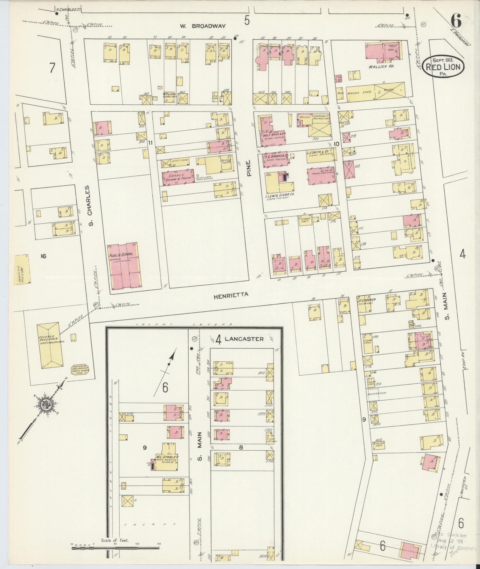 Sanborn Fire Insurance Map from Red Lion, York County, Pennsylvania (1913), Sheet #0006 - Complete Map Set gallery image, historic Sanborn map, vintage wall art, Pennsylvania Pennsylvania