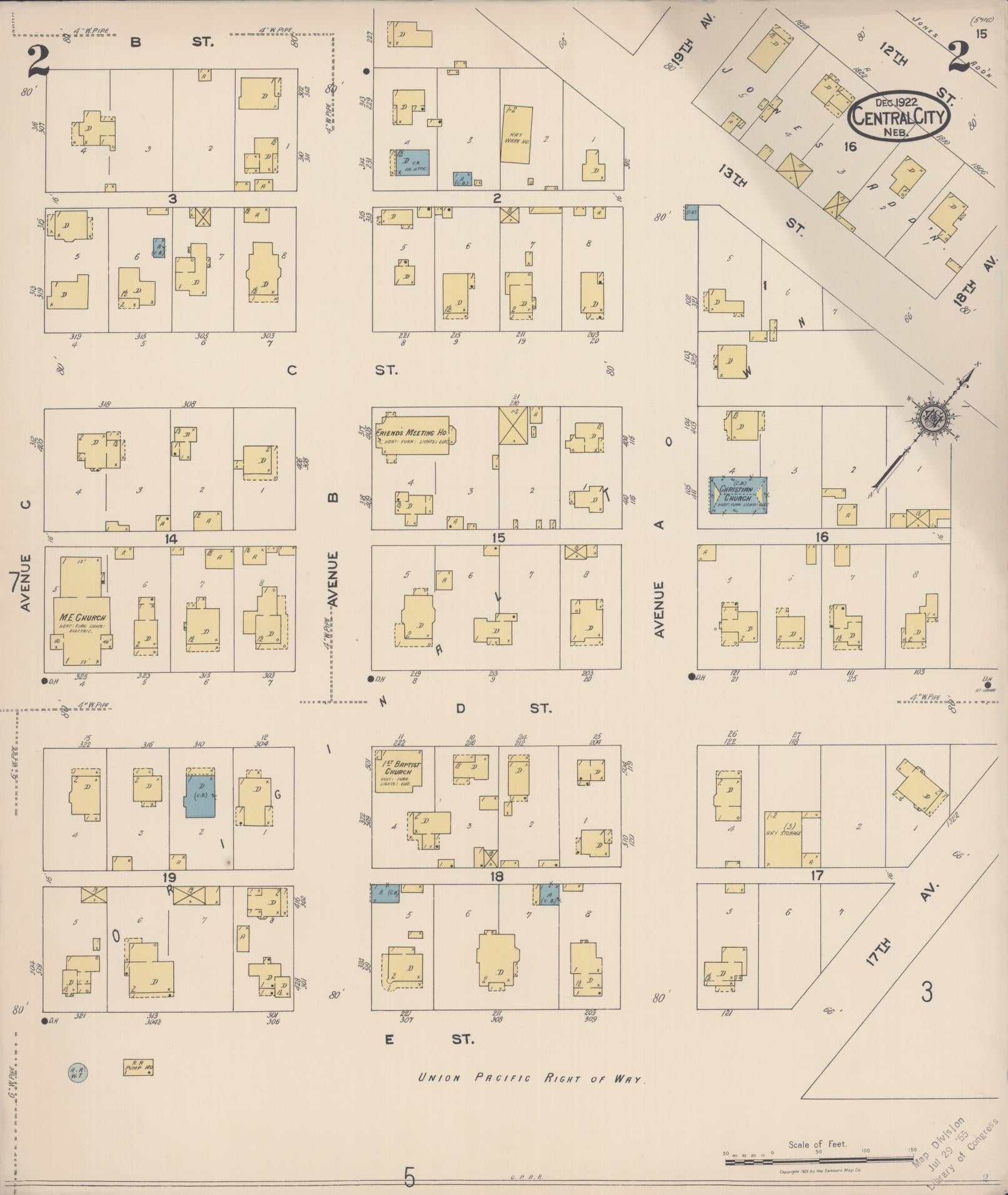 Sanborn Fire Insurance Map from Central City, Merrick County, Nebraska (1922), Sheet #0002 - Historic Sanborn Fire Insurance Map Print, vintage old map wall art, antique decor, genealogy gift, Nebraska Nebraska map