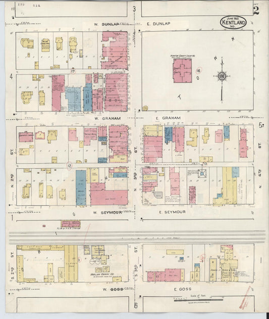Sanborn Fire Insurance Map from Kentland, Newton County, Indiana (1942), Sheet #0002 - Historic Sanborn Fire Insurance Map Print, vintage old map wall art, antique decor, genealogy gift, Indiana Indiana map