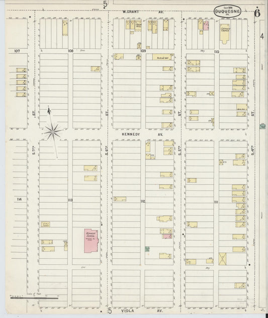 Sanborn Fire Insurance Map from Duquesne, Allegheny County, Pennsylvania (1896), Sheet #0006 - Historic Sanborn Fire Insurance Map Print, vintage old map wall art, antique decor, genealogy gift, Pennsylvania Pennsylvania map