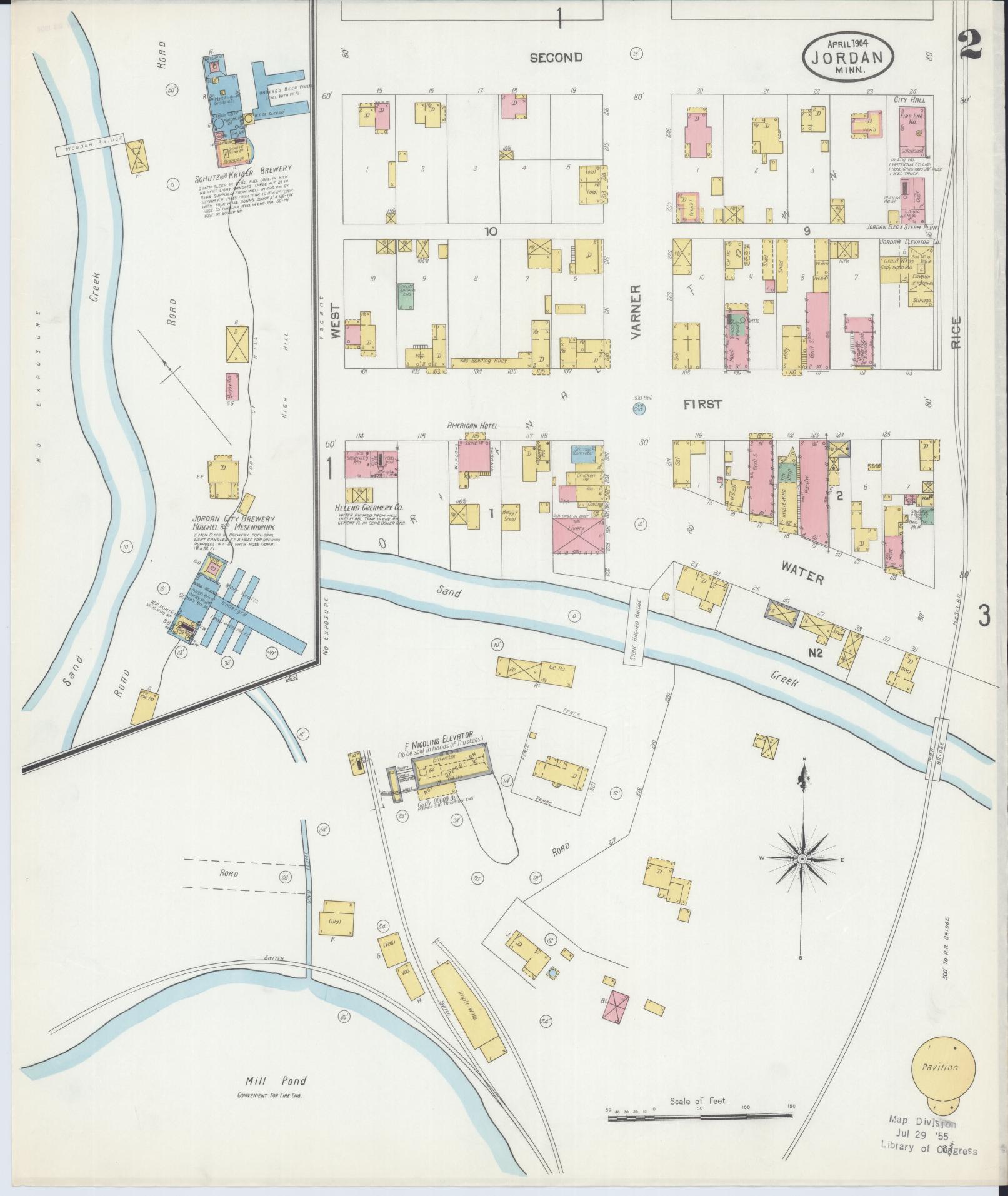 Sanborn Fire Insurance Map from Jordan, Scott County, Minnesota (1904), Sheet #0002 - Complete Map Set gallery image, historic Sanborn map, vintage wall art, Minnesota Minnesota