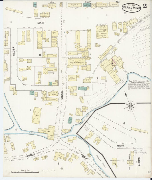 Sanborn Fire Insurance Map from Island Pond, Essex County, Vermont (1889), Sheet #0002 - Historic Sanborn Fire Insurance Map Print, vintage old map wall art, antique decor, genealogy gift, Vermont Vermont map