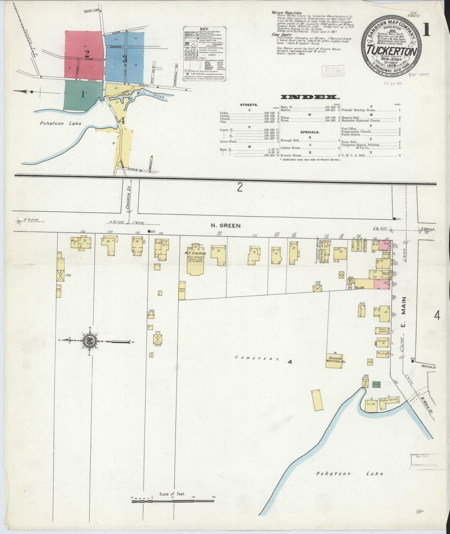 Sanborn Fire Insurance Map from Tuckerton, Ocean County, New Jersey. (1909) – Historic Sanborn Fire Insurance Map Print