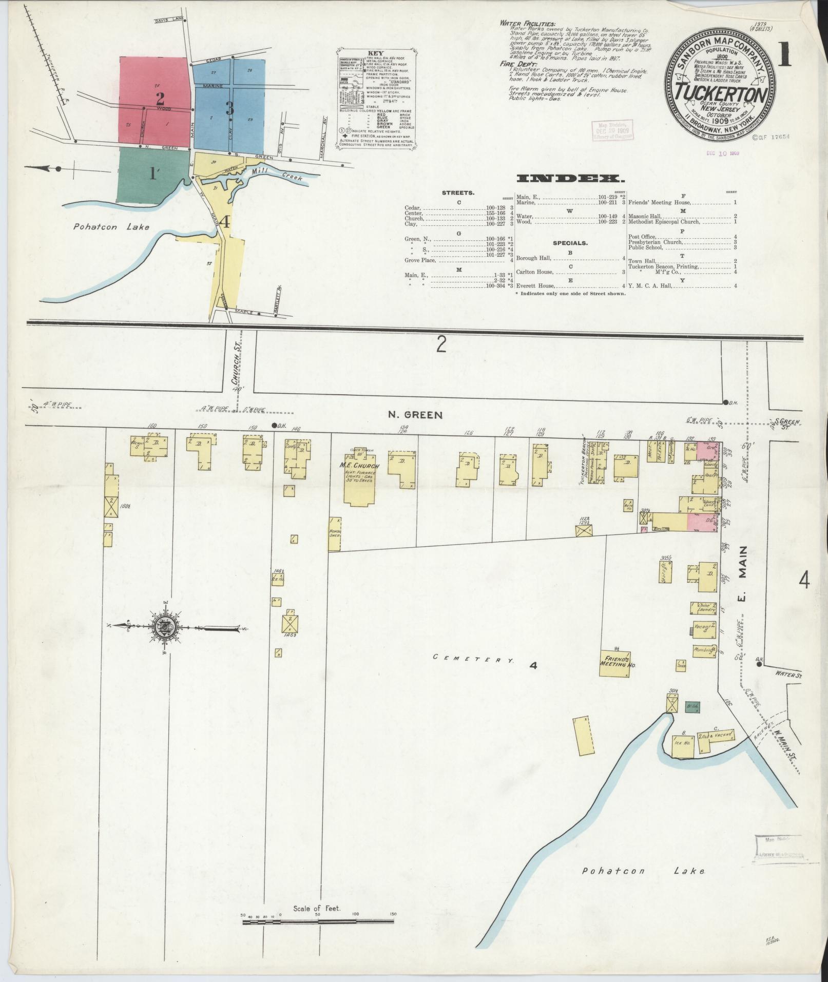 Sanborn Fire Insurance Map from Tuckerton, Ocean County, New Jersey. (1909) – Historic Sanborn Fire Insurance Map Print