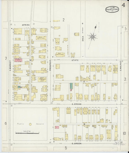 Sanborn Fire Insurance Map from Nanticoke, Luzerne County, Pennsylvania (1896), Sheet #0004 - Complete Map Set gallery image, historic Sanborn map, vintage wall art, Pennsylvania Pennsylvania
