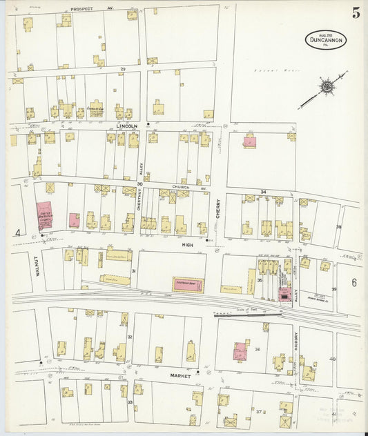 Sanborn Fire Insurance Map from Duncannon, Perry County, Pennsylvania (1911), Sheet #0005 - Historic Sanborn Fire Insurance Map Print, vintage old map wall art, antique decor, genealogy gift, Pennsylvania Pennsylvania map
