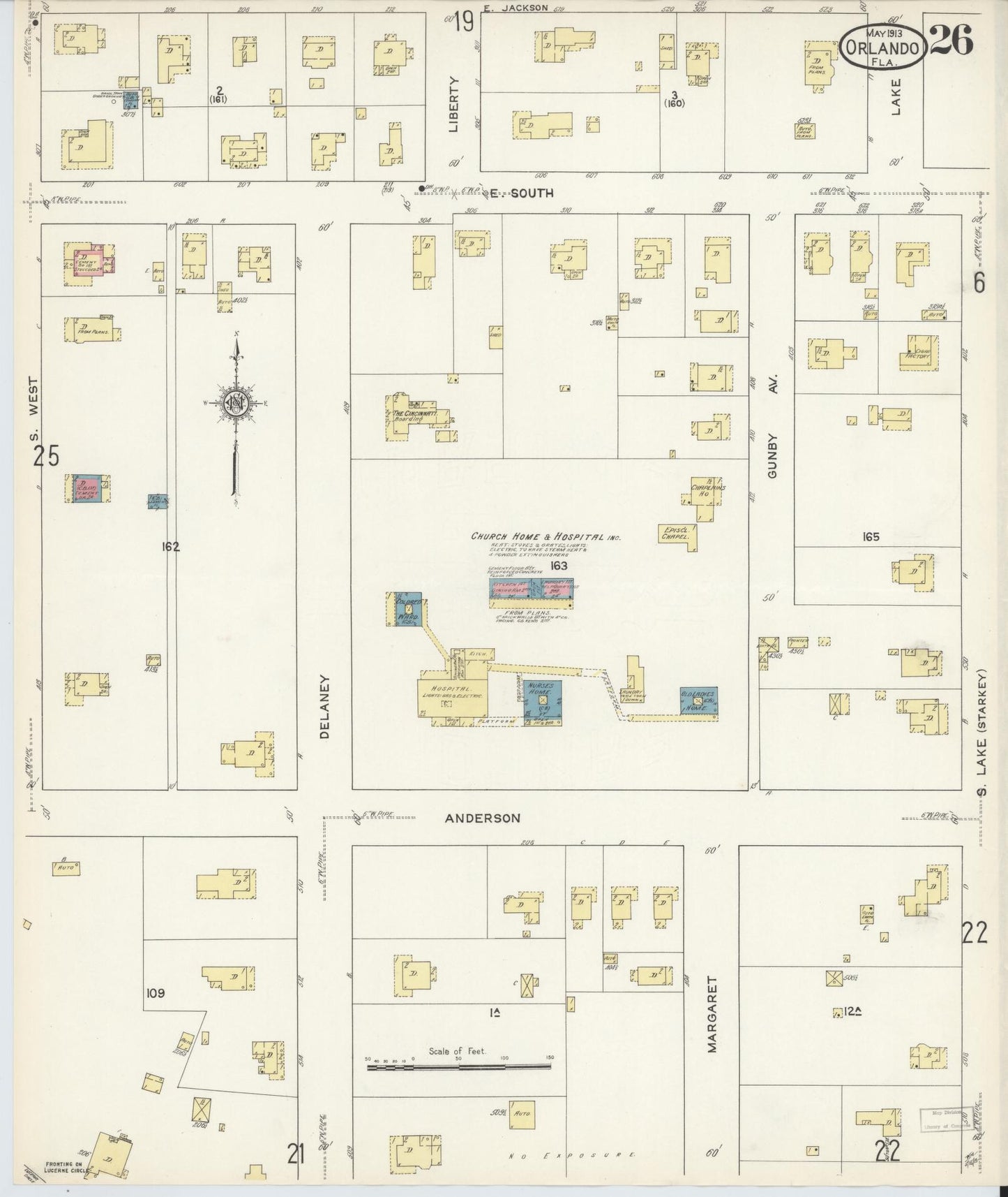Sanborn Fire Insurance Map from Orlando, Orange County, Florida (1913), Sheet #0026 - Complete Map Set gallery image, historic Sanborn map, vintage wall art, Florida Florida