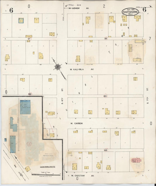 Sanborn Fire Insurance Map from Hartshorne, Pittsburg County, Oklahoma (1937), Sheet #0006 - Historic Sanborn Fire Insurance Map Print, vintage old map wall art, antique decor, genealogy gift, Oklahoma Oklahoma map