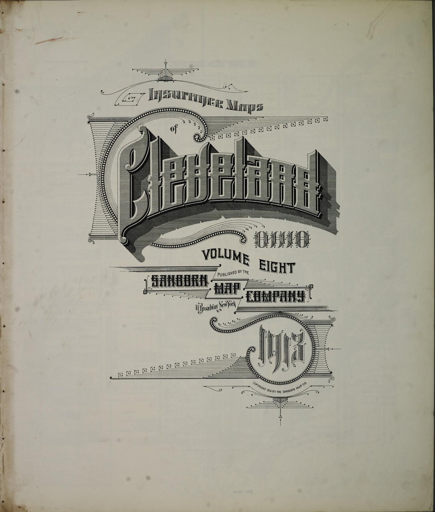 Sanborn Fire Insurance Map from Cleveland, Cuyahoga County, Ohio (1913), Sheet #0001 - Complete Map Set gallery image, historic Sanborn map, vintage wall art, Ohio Ohio