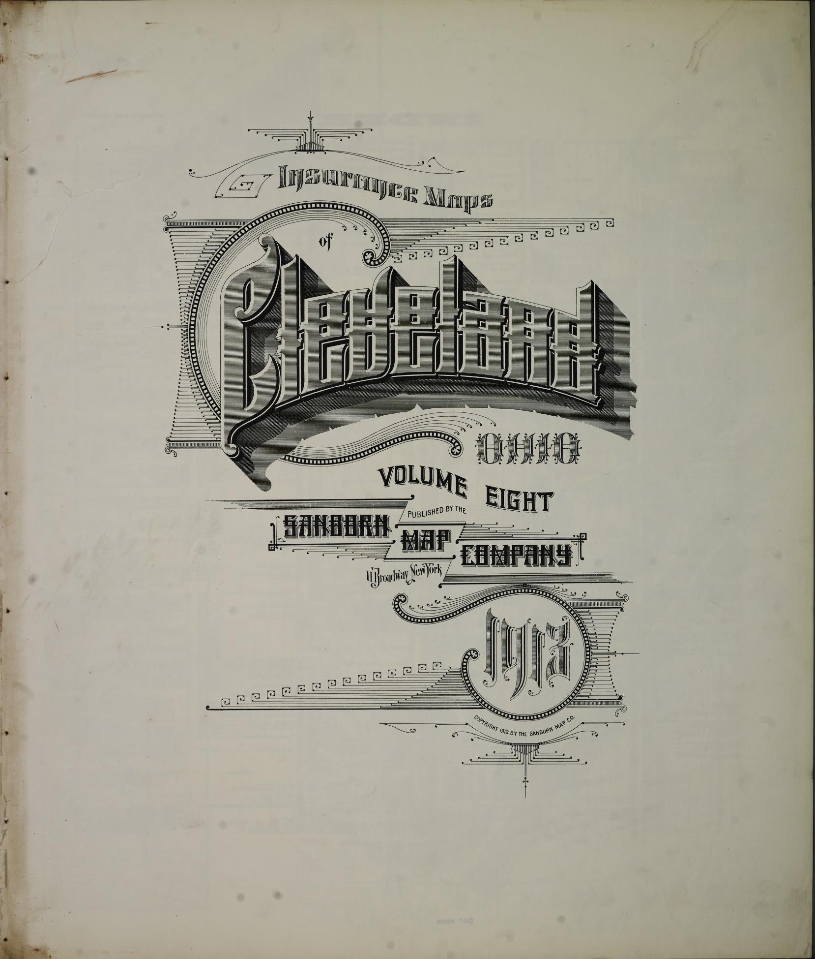 Sanborn Fire Insurance Map from Cleveland, Cuyahoga County, Ohio (1913), Sheet #0001 - Complete Map Set gallery image, historic Sanborn map, vintage wall art, Ohio Ohio