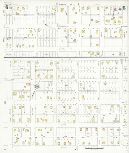 Sanborn Fire Insurance Map from Rotan, Fisher County, Texas (1933), Sheet #0006 - Historic Sanborn Fire Insurance Map Print, vintage old map wall art, antique decor, genealogy gift, Texas Texas map