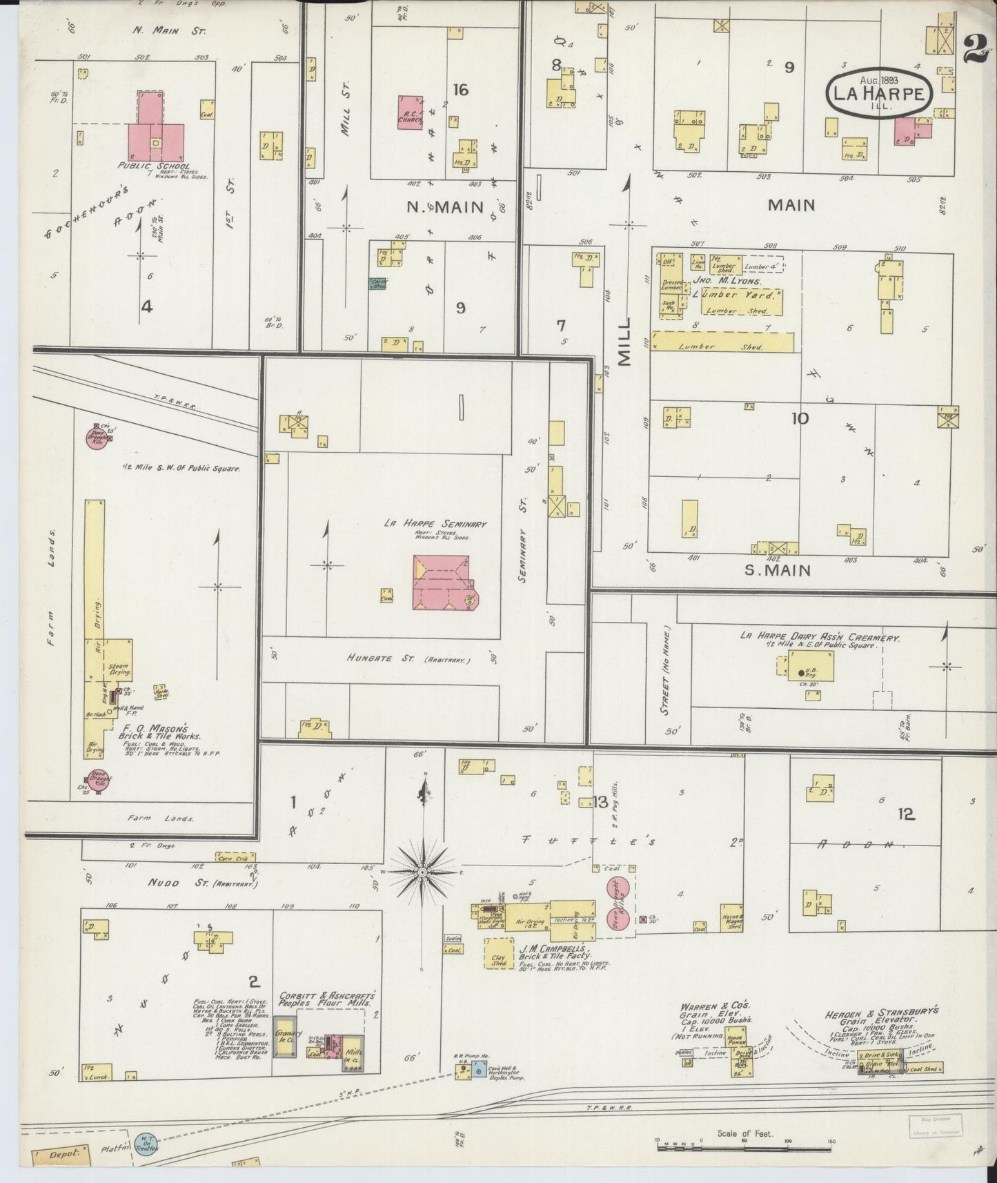 Sanborn Fire Insurance Map from La Harpe, Hancock County, Illinois (1893), Sheet #0002 - Complete Map Set gallery image, historic Sanborn map, vintage wall art, Illinois Illinois
