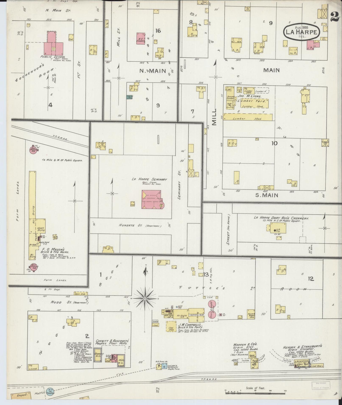 Sanborn Fire Insurance Map from La Harpe, Hancock County, Illinois (1893), Sheet #0002 - Complete Map Set gallery image, historic Sanborn map, vintage wall art, Illinois Illinois