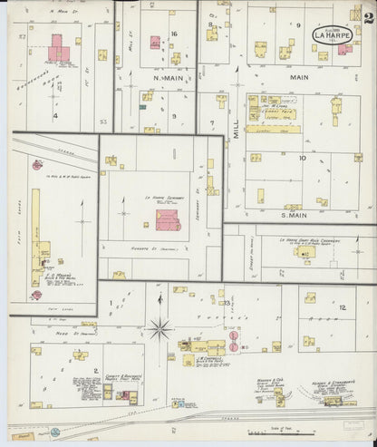 Sanborn Fire Insurance Map from La Harpe, Hancock County, Illinois (1893), Sheet #0002 - Complete Map Set gallery image, historic Sanborn map, vintage wall art, Illinois Illinois