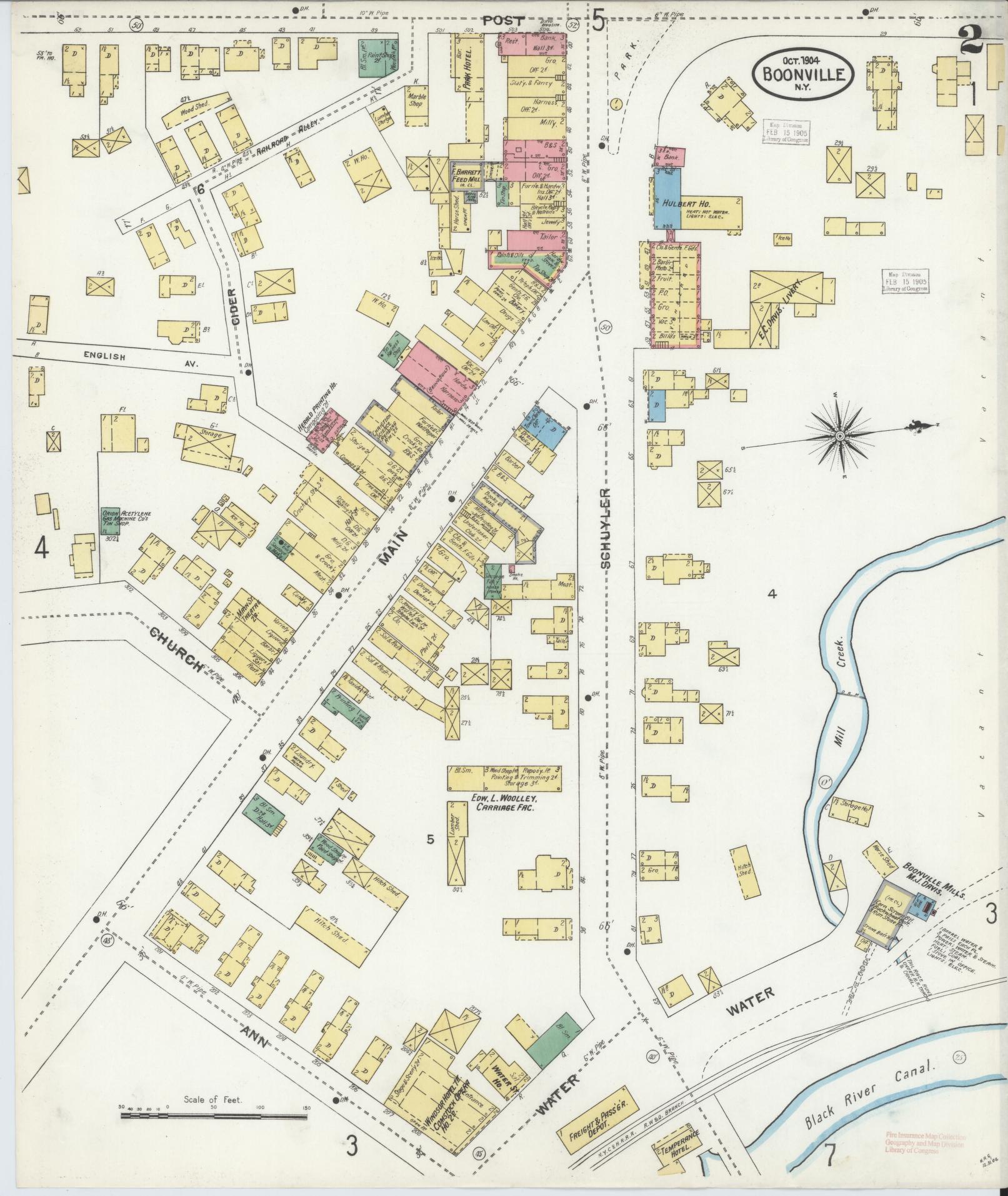 Sanborn Fire Insurance Map from Boonville, Oneida County, New York (1904), Sheet #0002 - Complete Map Set gallery image, historic Sanborn map, vintage wall art, New York New York