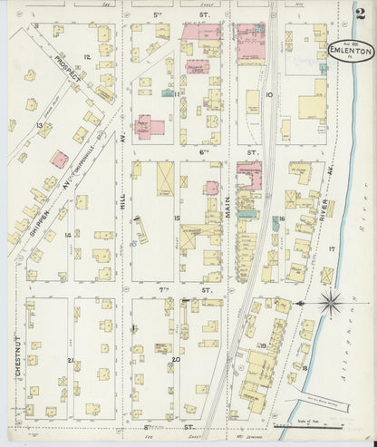 Sanborn Fire Insurance Map from Emlenton, Venango County, Pennsylvania (1891), Sheet #0002 - Complete Map Set gallery image, historic Sanborn map, vintage wall art, Pennsylvania Pennsylvania