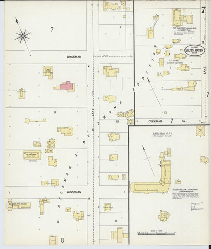 Sanborn Fire Insurance Map from South Haven, Van Buren County, Michigan (1902), Sheet #0007 - Historic Sanborn Fire Insurance Map Print, vintage old map wall art, antique decor, genealogy gift, Michigan Michigan map