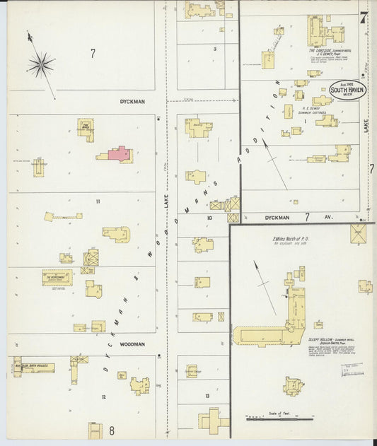 Sanborn Fire Insurance Map from South Haven, Van Buren County, Michigan (1902), Sheet #0007 - Historic Sanborn Fire Insurance Map Print, vintage old map wall art, antique decor, genealogy gift, Michigan Michigan map