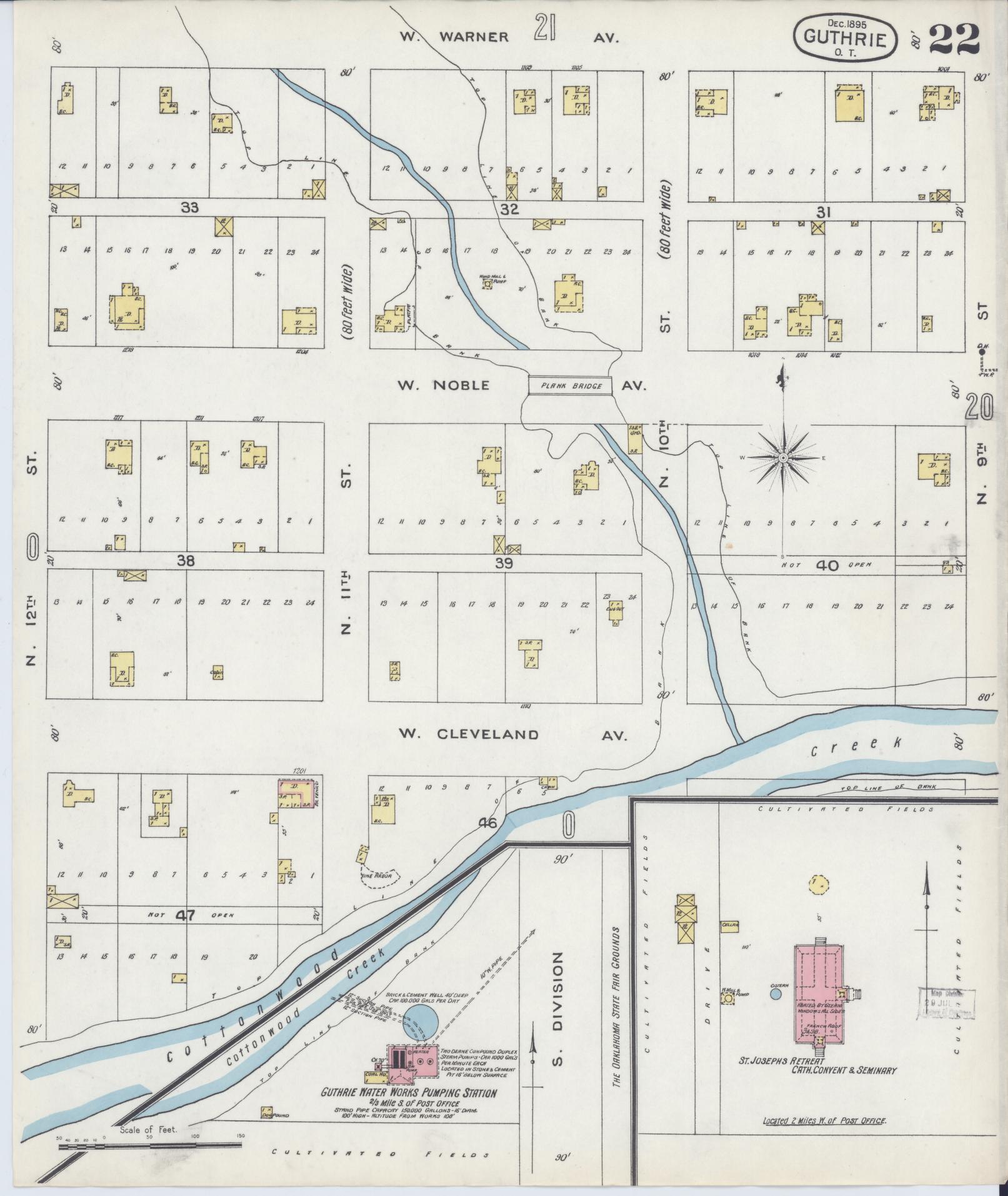Sanborn Fire Insurance Map from Guthrie, Logan County, Oklahoma (1895), Sheet #0022 - Complete Map Set gallery image, historic Sanborn map, vintage wall art, Oklahoma Oklahoma