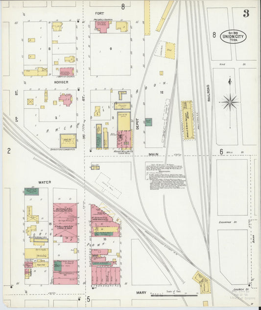 Sanborn Fire Insurance Map from Union City, Obion County, Tennessee (1902), Sheet #0003 - Historic Sanborn Fire Insurance Map Print, vintage old map wall art, antique decor, genealogy gift, Tennessee Tennessee map