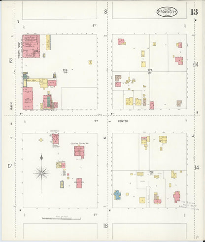 Sanborn Fire Insurance Map from Provo, Utah County, Utah (1900), Sheet #0013 - Complete Map Set gallery image, historic Sanborn map, vintage wall art, Provo Utah
