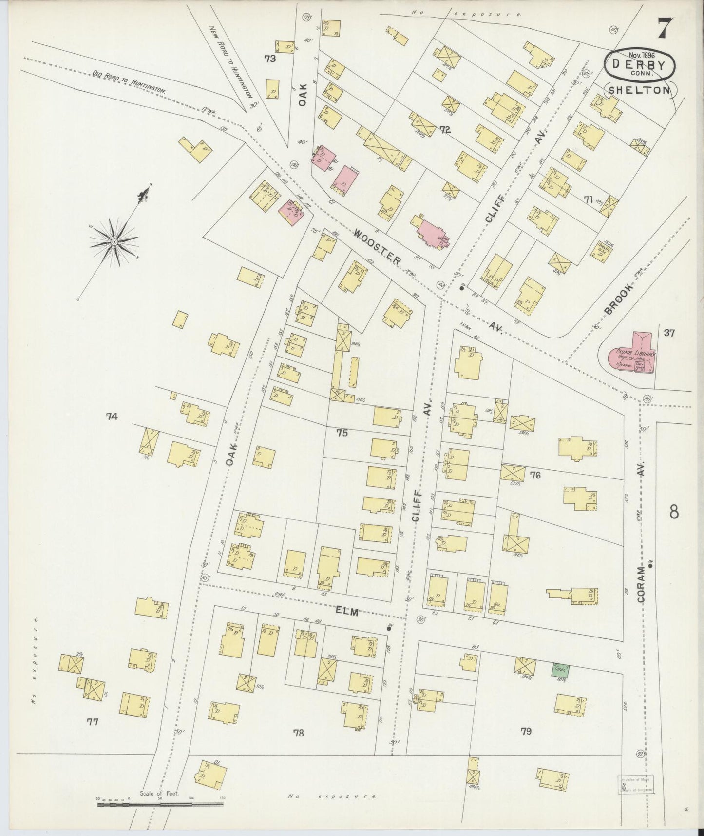 Sanborn Fire Insurance Map from Derby, New Haven County, Connecticut (1896), Sheet #0007 - Complete Map Set gallery image, historic Sanborn map, vintage wall art, Connecticut Connecticut