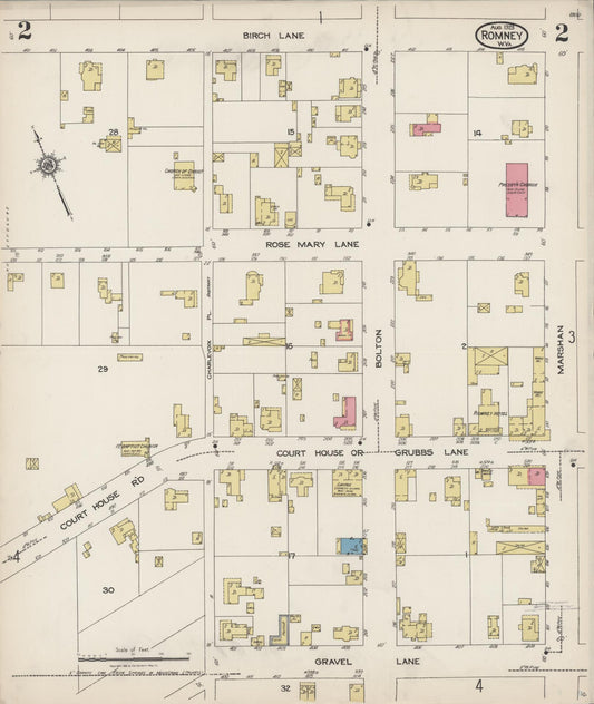 Sanborn Fire Insurance Map from Romney, Hampshire County, West Virginia (1923), Sheet #0002 - Historic Sanborn Fire Insurance Map Print, vintage old map wall art, antique decor, genealogy gift, West Virginia West Virginia map