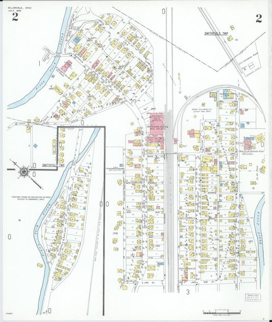 Sanborn Fire Insurance Map from Dillonvale, Jefferson County, Ohio (1950), Sheet #0002 - Historic Sanborn Fire Insurance Map Print, vintage old map wall art, antique decor, genealogy gift, Ohio Ohio map