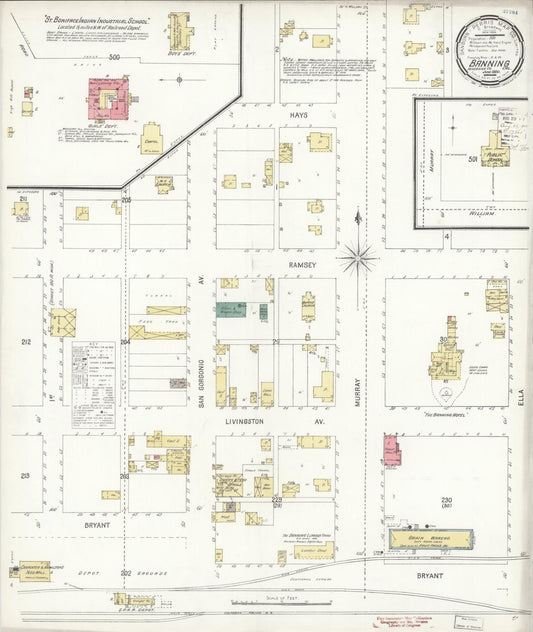 Sanborn Fire Insurance Map from Banning, Riverside County, California (1900), Sheet #0001 - Historic Sanborn Fire Insurance Map Print, vintage old map wall art, antique decor, genealogy gift, California California map