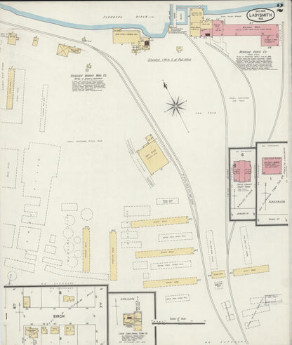 Sanborn Fire Insurance Map from Ladysmith, Rusk County, Wisconsin (1902), Sheet #0002 - Complete Map Set gallery image, historic Sanborn map, vintage wall art, Wisconsin Wisconsin