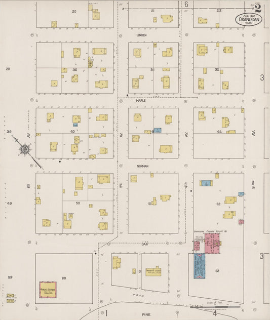 Sanborn Fire Insurance Map from Okanogan, Okanogan County, Washington (1922), Sheet #0002 - Historic Sanborn Fire Insurance Map Print, vintage old map wall art, antique decor, genealogy gift, Washington Washington map
