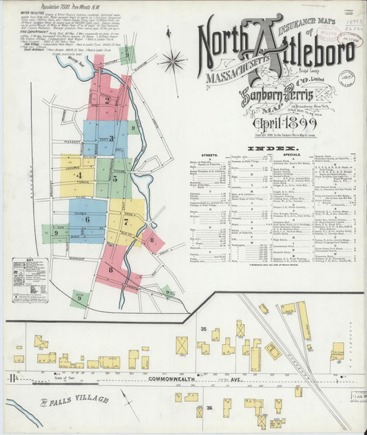 Sanborn Fire Insurance Map from North Attleborough, Bristol County, Massachusetts (1899), Sheet #0001 - Complete Map Set gallery image, historic Sanborn map, vintage wall art, Massachusetts Massachusetts