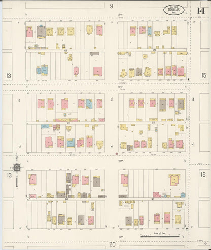 Sanborn Fire Insurance Map from Douglas, Cochise County, Arizona (1914), Sheet #0014 - Complete Map Set gallery image, historic Sanborn map, vintage wall art, Arizona Arizona