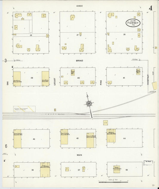 Sanborn Fire Insurance Map from Forney, Kaufman County, Texas (1912), Sheet #0004 - Historic Sanborn Fire Insurance Map Print, vintage old map wall art, antique decor, genealogy gift, Texas Texas map