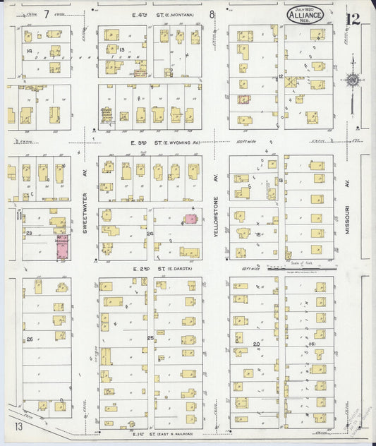 Sanborn Fire Insurance Map from Alliance, Box Butte County, Nebraska (1920), Sheet #0012 - Historic Sanborn Fire Insurance Map Print, vintage old map wall art, antique decor, genealogy gift, Nebraska Nebraska map