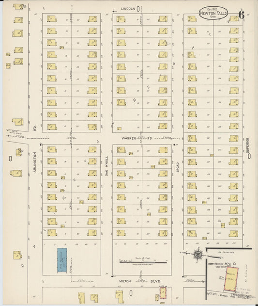 Sanborn Fire Insurance Map from Newton Falls, Trumbull County, Ohio (1922), Sheet #0006 - Historic Sanborn Fire Insurance Map Print, vintage old map wall art, antique decor, genealogy gift, Ohio Ohio map
