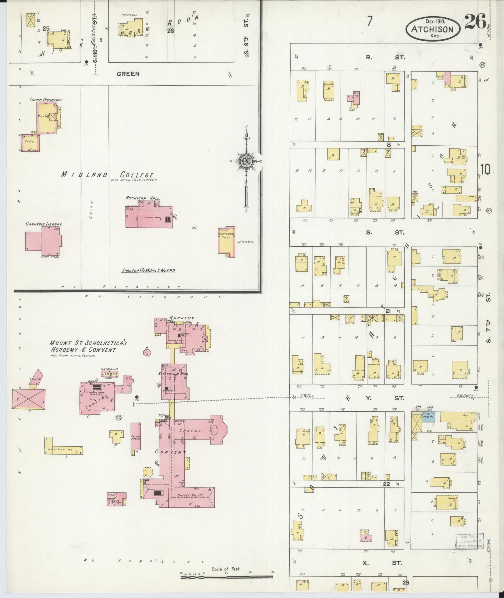 Sanborn Fire Insurance Map from Atchison, Atchison County, Kansas (1910), Sheet #0026 - Complete Map Set gallery image, historic Sanborn map, vintage wall art, Kansas Kansas