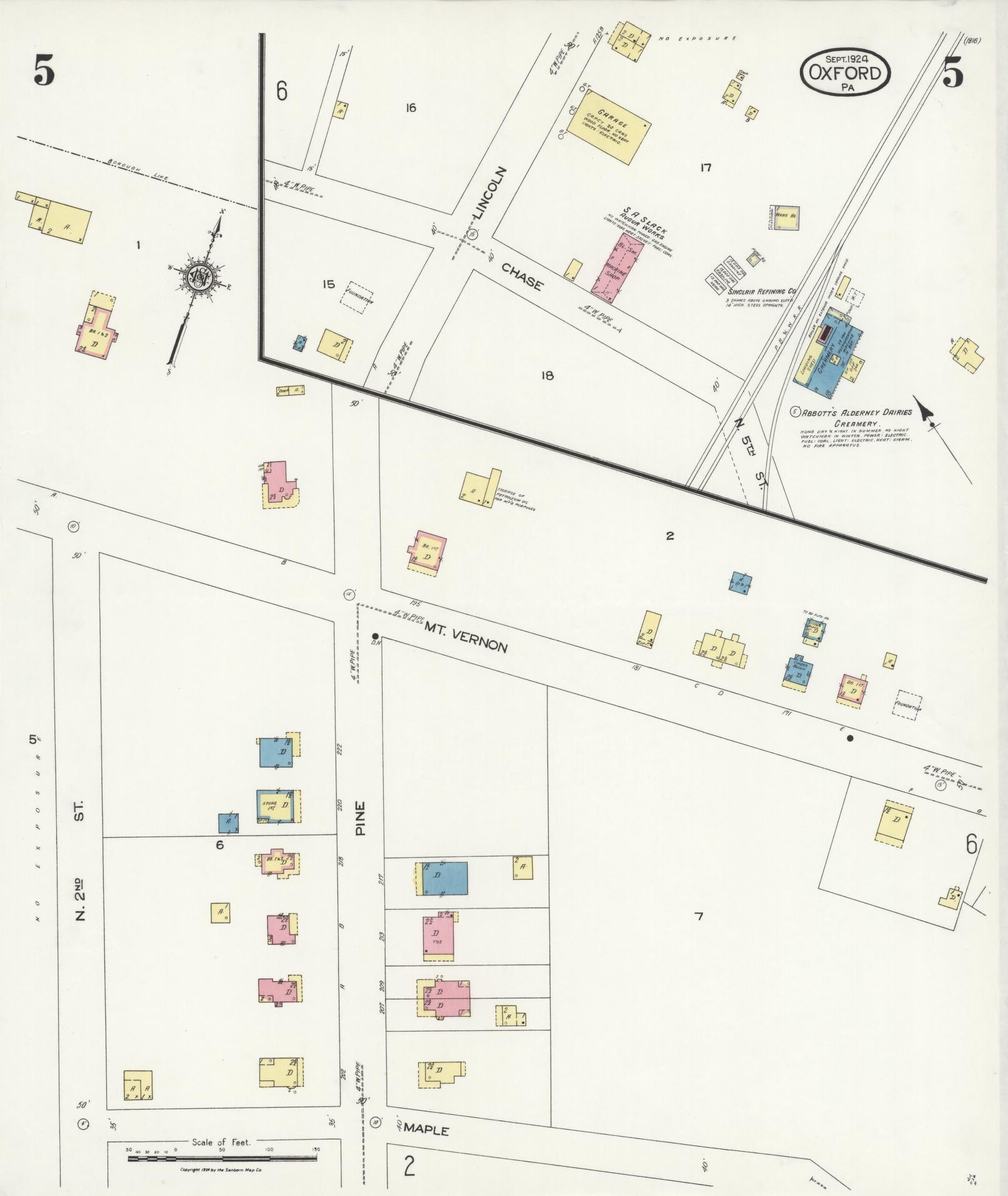 Sanborn Fire Insurance Map from Oxford, Chester County, Pennsylvania (1924), Sheet #0005 - Complete Map Set gallery image, historic Sanborn map, vintage wall art, Pennsylvania Pennsylvania