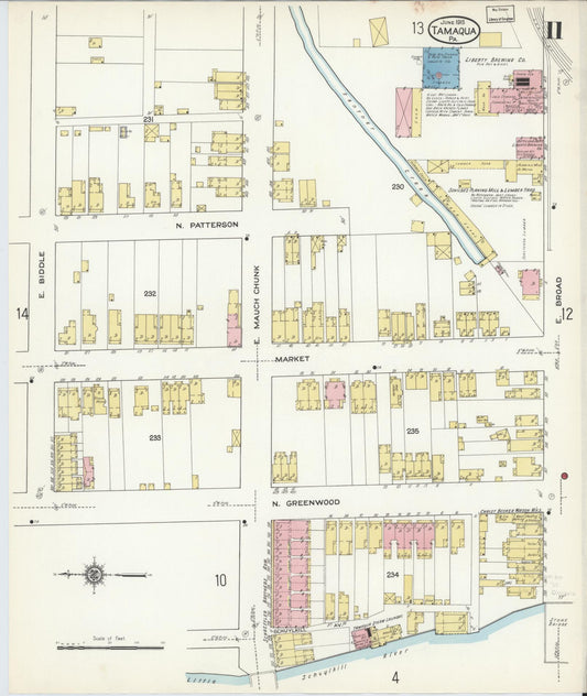 Sanborn Fire Insurance Map from Tamaqua, Schuylkill County, Pennsylvania (1915), Sheet #0011 - Historic Sanborn Fire Insurance Map Print, vintage old map wall art, antique decor, genealogy gift, Pennsylvania Pennsylvania map