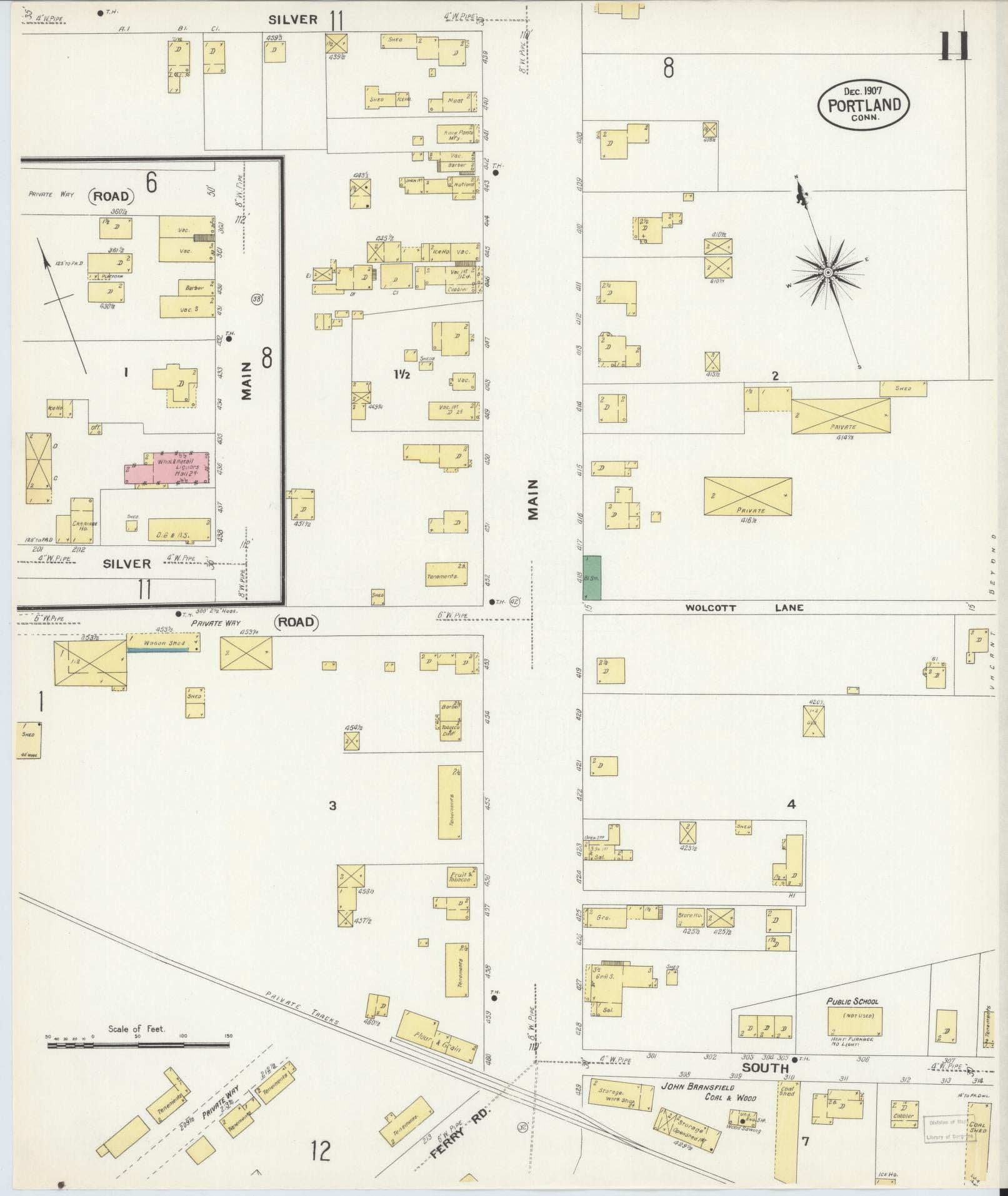 Sanborn Fire Insurance Map from Portland, Middlesex County, Connecticut (1907), Sheet #0011 - Complete Map Set gallery image, historic Sanborn map, vintage wall art, Connecticut Connecticut