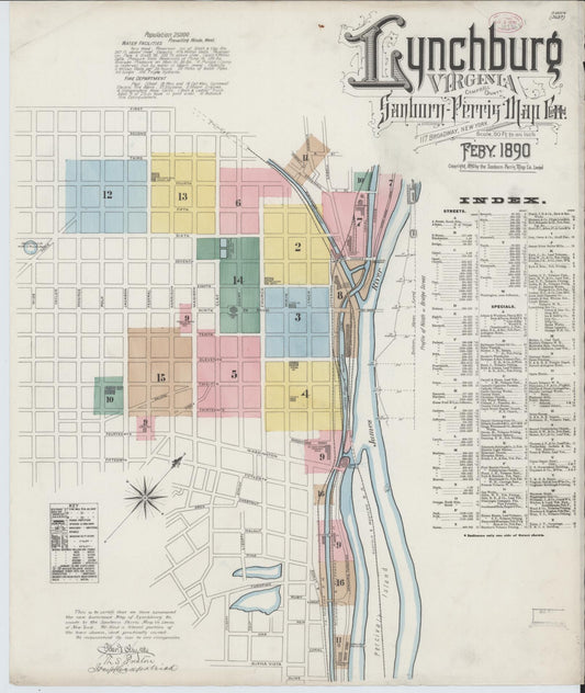 Sanborn Fire Insurance Map from Lynchburg, Independent Cities, Virginia. (1890) – Historic Sanborn Fire Insurance Map Print
