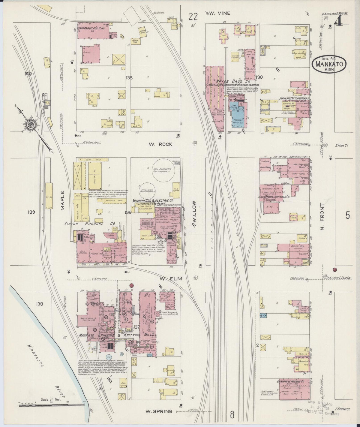 Sanborn Fire Insurance Map from Mankato, Blue Earth County, Minnesota (1914), Sheet #0004 - Complete Map Set gallery image, historic Sanborn map, vintage wall art, Minnesota Minnesota
