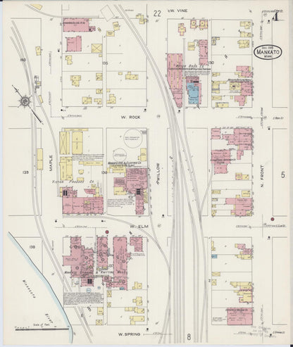 Sanborn Fire Insurance Map from Mankato, Blue Earth County, Minnesota (1914), Sheet #0004 - Complete Map Set gallery image, historic Sanborn map, vintage wall art, Minnesota Minnesota