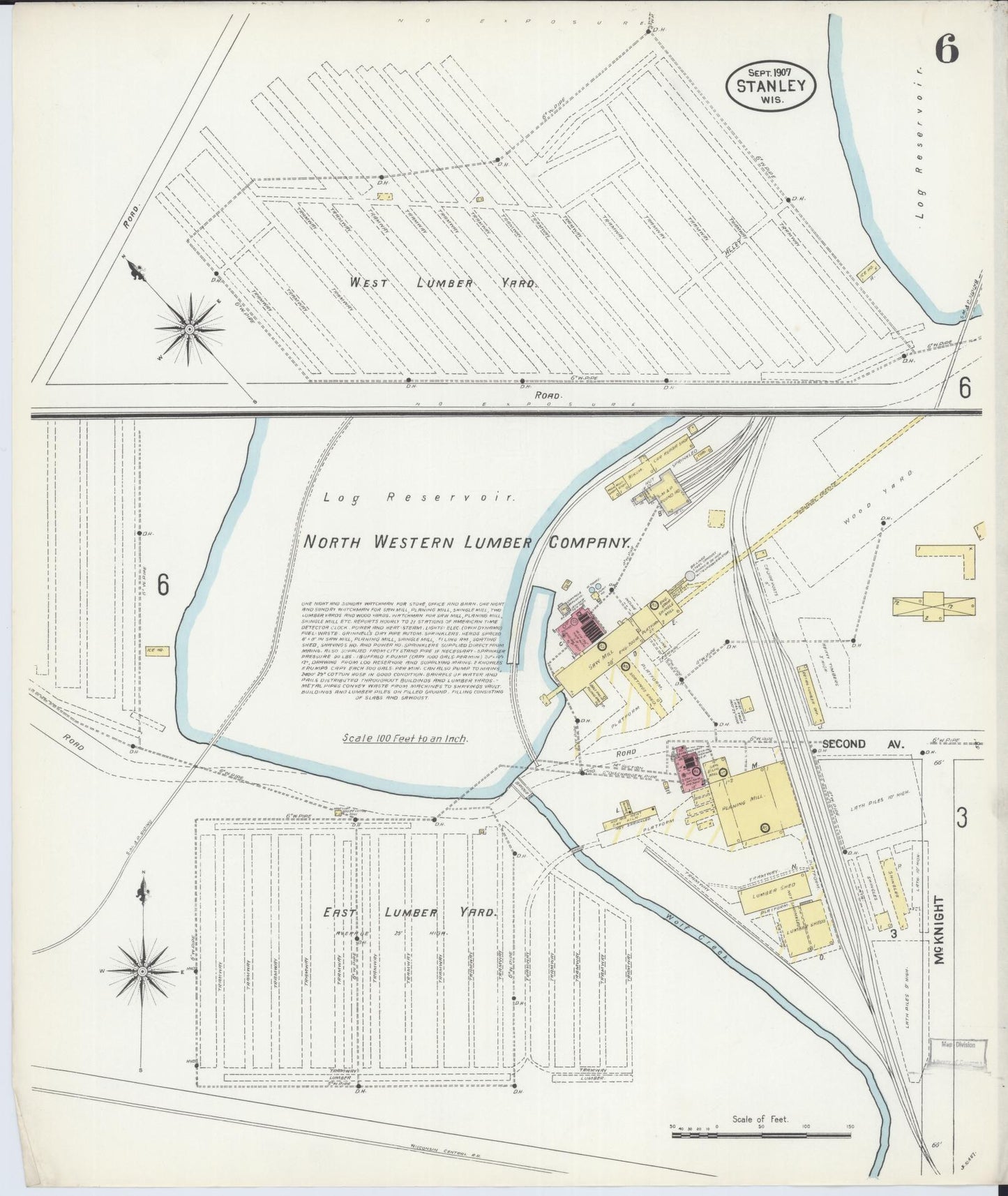 Sanborn Fire Insurance Map from Stanley, Chippewa County, Wisconsin (1907), Sheet #0006 - Complete Map Set gallery image, historic Sanborn map, vintage wall art, Wisconsin Wisconsin