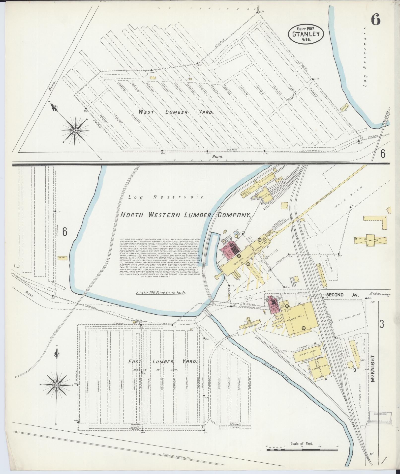 Sanborn Fire Insurance Map from Stanley, Chippewa County, Wisconsin (1907), Sheet #0006 - Complete Map Set gallery image, historic Sanborn map, vintage wall art, Wisconsin Wisconsin