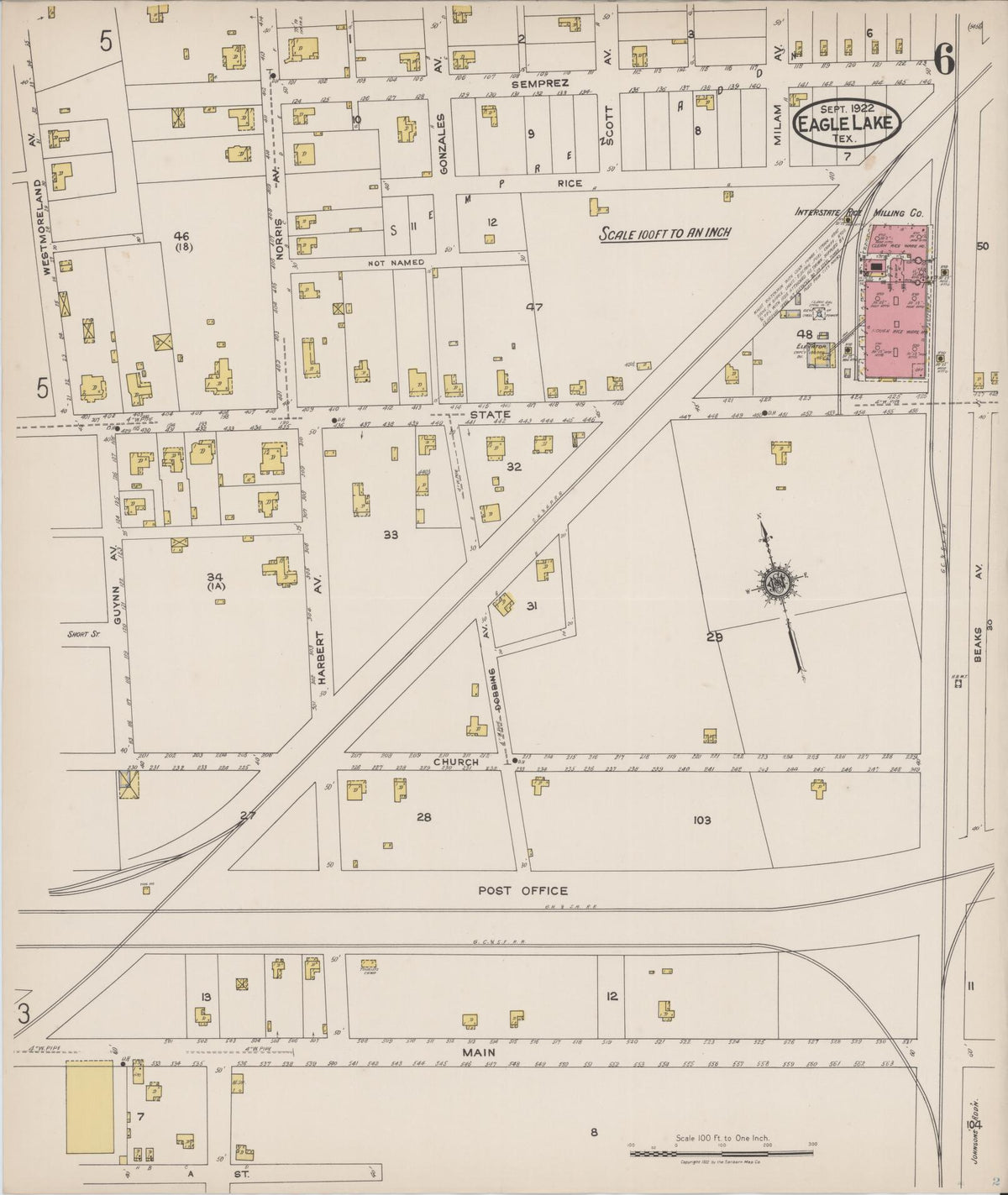 Sanborn Fire Insurance Map from Eagle Lake, Colorado County, Texas (1922), Sheet #0006 - Complete Map Set gallery image, historic Sanborn map, vintage wall art, Texas Texas